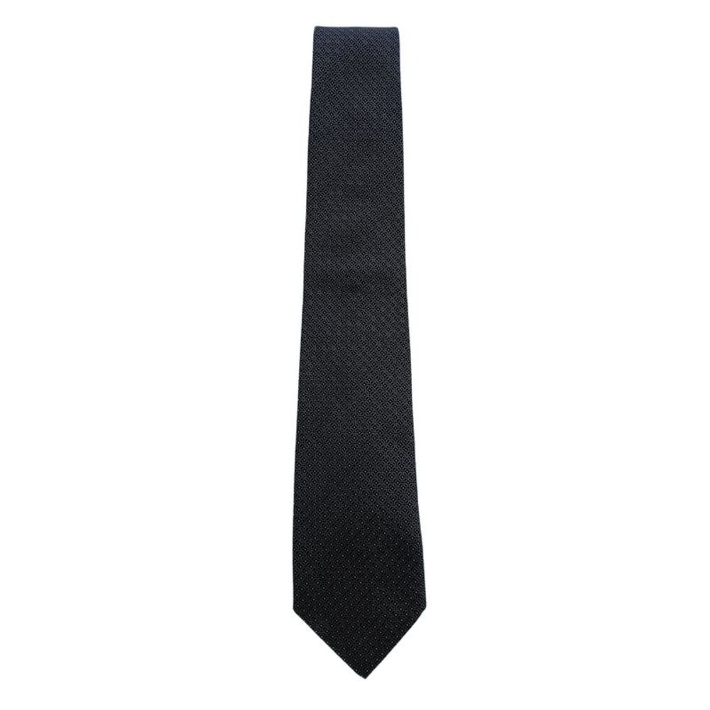 Canali Black Geometric Pattern 100% Silk Tie - Picture 2 of 3